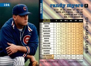Randy Myers  baseball card collectible - Main Image 2