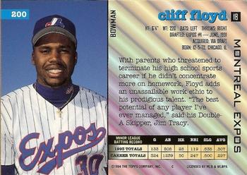 Cliff Floyd  baseball card collectible - Main Image 2