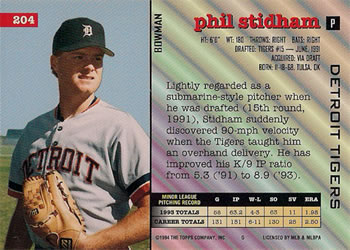 Phil Stidham  baseball card collectible - Main Image 2