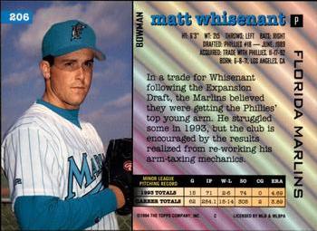 Matt Whisenant  baseball card collectible - Main Image 2