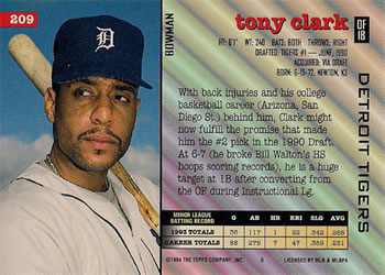 Tony Clark  baseball card collectible - Main Image 2