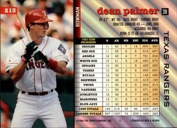 Dean Palmer  baseball card collectible - Main Image 2