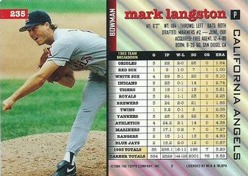 Mark Langston  baseball card collectible - Main Image 2
