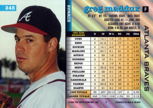 Greg Maddux  baseball card collectible - Main Image 2