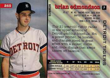 Brian Edmondson  baseball card collectible - Main Image 2