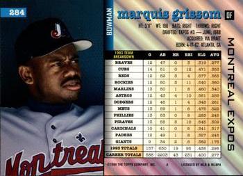 Marquis Grissom  baseball card collectible - Main Image 2