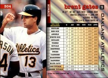 Brent Gates  baseball card collectible - Main Image 2