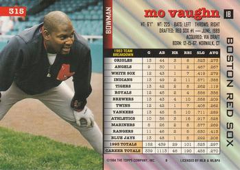 Mo Vaughn  baseball card collectible - Main Image 2