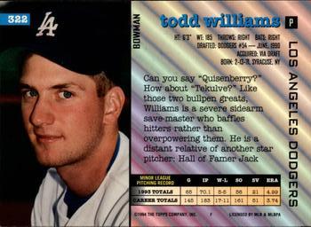Todd Williams  baseball card collectible - Main Image 2