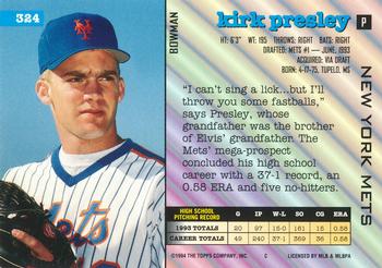 Kirk Presley  baseball card collectible - Main Image 2