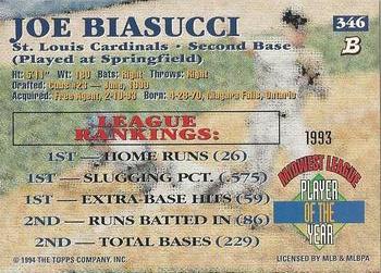Joe Biasucci  baseball card collectible - Main Image 2