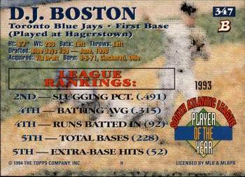 D.J. Boston  baseball card collectible - Main Image 2
