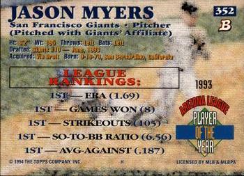 Jason Myers  baseball card collectible - Main Image 2
