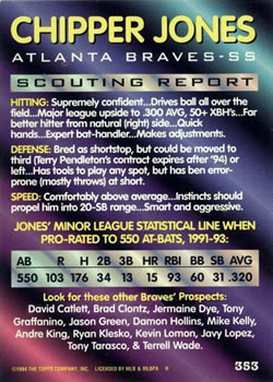 Chipper Jones  baseball card collectible - Main Image 2