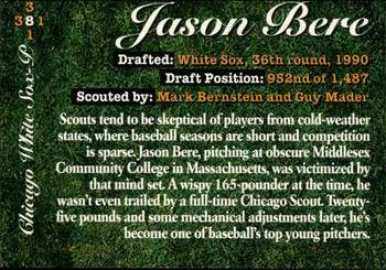 Jason Bere  baseball card collectible - Main Image 2