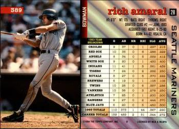 Rich Amaral  baseball card collectible - Main Image 2