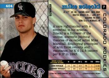 Mike Zolecki  baseball card collectible - Main Image 2