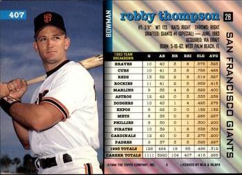 Robby Thompson  baseball card collectible - Main Image 2