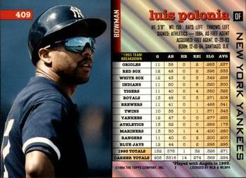 Luis Polonia  baseball card collectible - Main Image 2