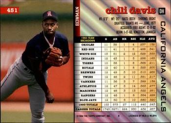 Chili Davis  baseball card collectible - Main Image 2