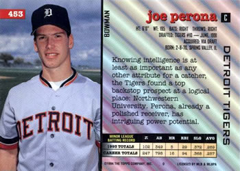 Joe Perona  baseball card collectible - Main Image 2