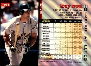Troy Neel  baseball card collectible - Main Image 2
