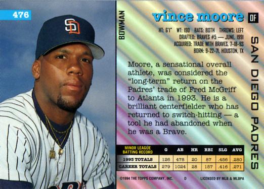 Vince Moore  baseball card collectible - Main Image 2