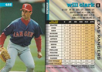 Will Clark  baseball card collectible - Main Image 2