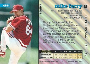 Mike Ferry  baseball card collectible - Main Image 2