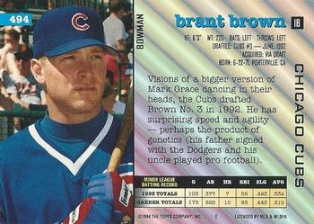 Brant Brown  baseball card collectible - Main Image 2