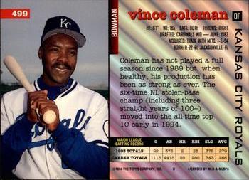 Vince Coleman  baseball card collectible - Main Image 2
