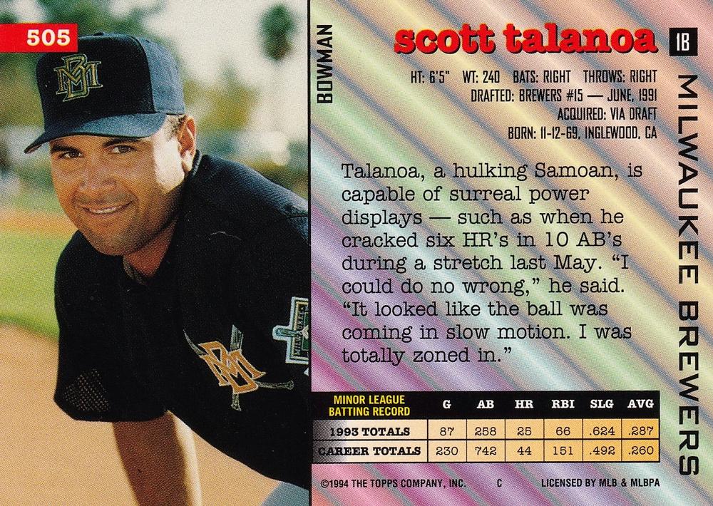 Scott Talanoa  baseball card collectible - Main Image 2