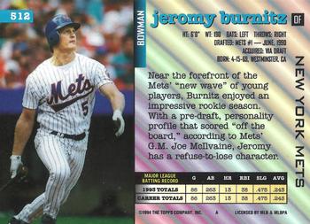 Jeromy Burnitz  baseball card collectible - Main Image 2