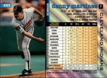 Denny Martinez  baseball card collectible - Main Image 2