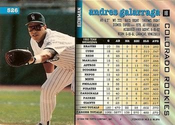 Andres Galarraga  baseball card collectible - Main Image 2