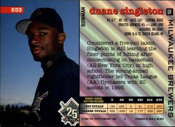 Duane Singleton  baseball card collectible - Main Image 2