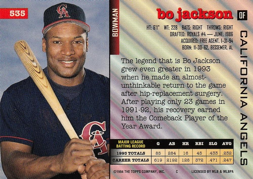 Bo Jackson  baseball card collectible - Main Image 2