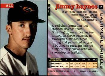 Jimmy Haynes  baseball card collectible - Main Image 2