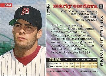 Marty Cordova  baseball card collectible - Main Image 2
