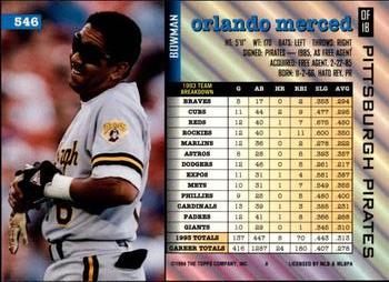 Orlando Merced  baseball card collectible - Main Image 2