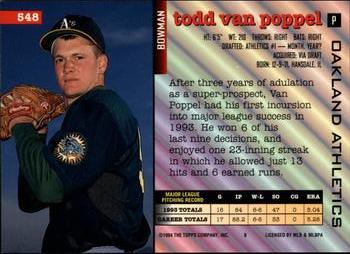 Todd Van Poppel  baseball card collectible - Main Image 2