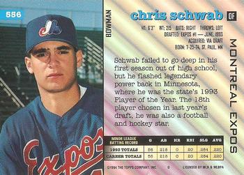 Chris Schwab  baseball card collectible - Main Image 2