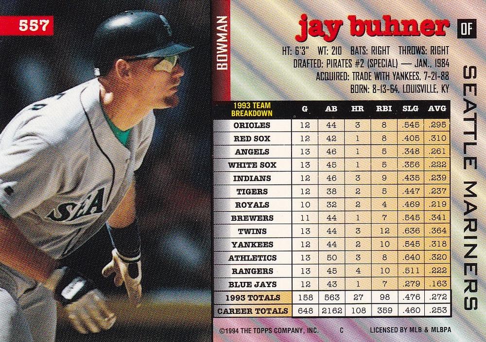 Jay Buhner  baseball card collectible - Main Image 2