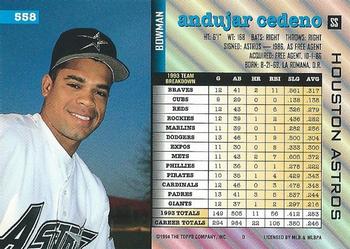 Andujar Cedeno  baseball card collectible - Main Image 2