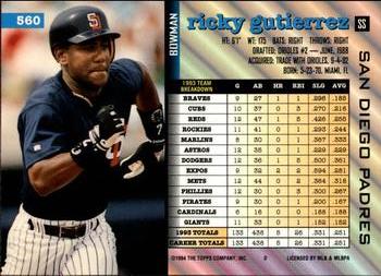 Ricky Gutierrez  baseball card collectible - Main Image 2