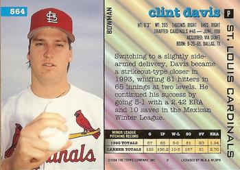 Clint Davis  baseball card collectible - Main Image 2