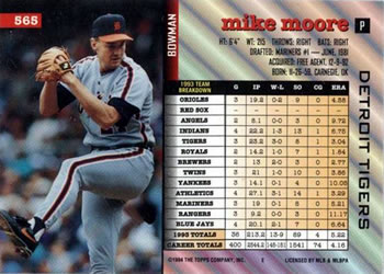 Mike Moore  baseball card collectible - Main Image 2