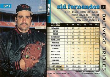 Sid Fernandez  baseball card collectible - Main Image 2