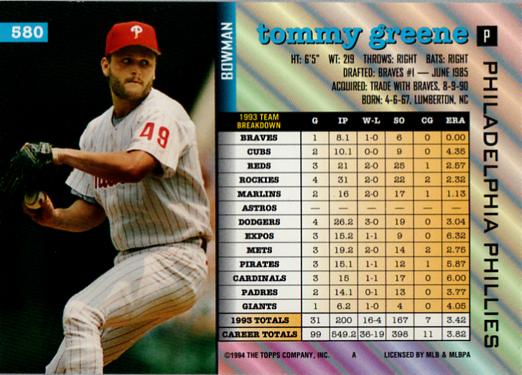 Tommy Greene  baseball card collectible - Main Image 2