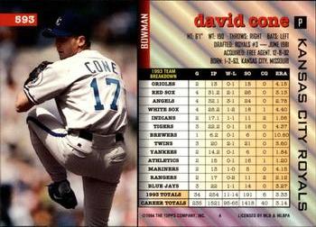 David Cone  baseball card collectible - Main Image 2